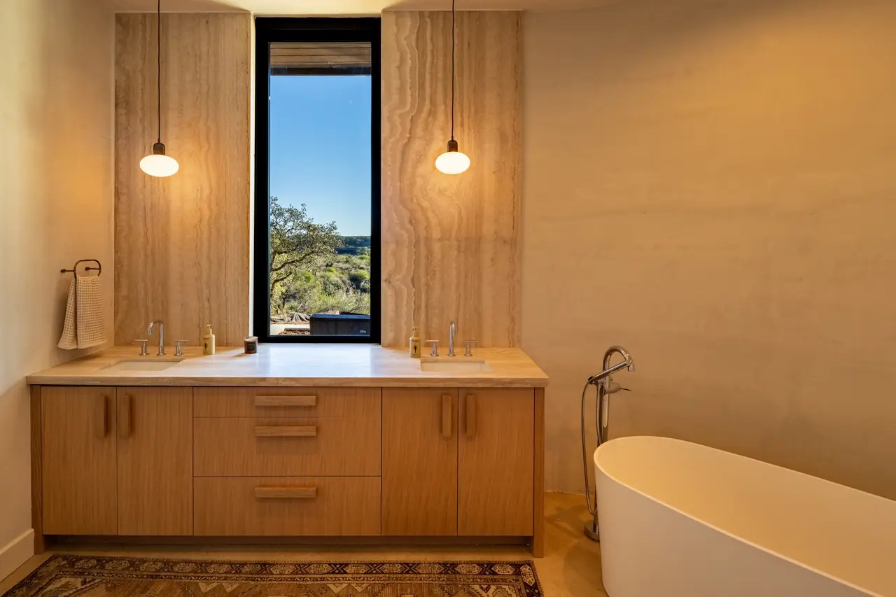 Soaking tub and double vanity